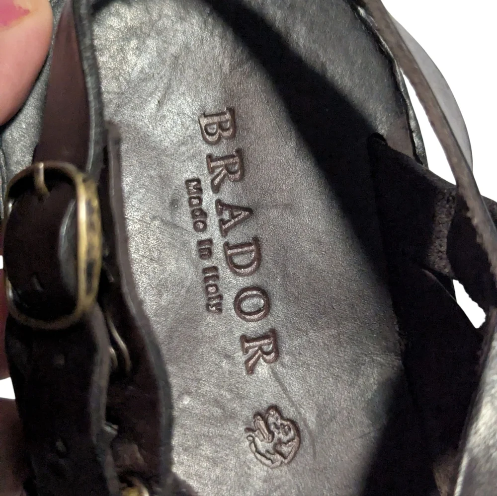 Brador Women's Luke Schuhe Dark Brown Leather Sandal Size 38.Made In Italy - Picture 14 of 15